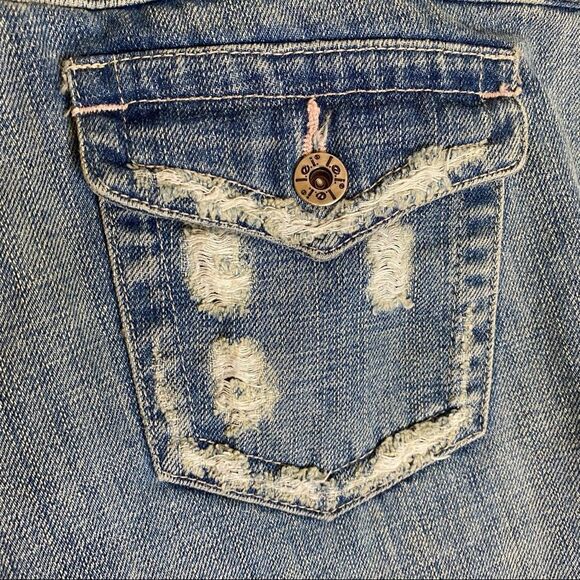 VTG L.E.I. Premium Patches Rose Straight Jeans Sz 11 - Picture 7 of 13